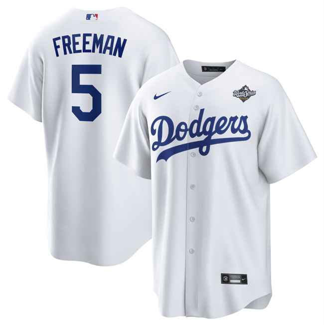 Men's White Los Angeles Dodgers #5 Freddie Freeman 2025 World Series Home Cool Base Stitched Baseball Jersey